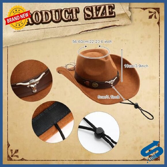 Western Cowboy Hat & Leather Belt Set - Suede & Leather - Unisex - Picture 3 of 8